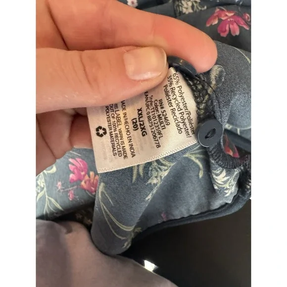 TIME & TRU Blue Dress floral Print Wrap Around tie waist thick fabric Fairy - Picture 9 of 11